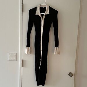 Forever 21 Black and Cream Long Sleeve Dress